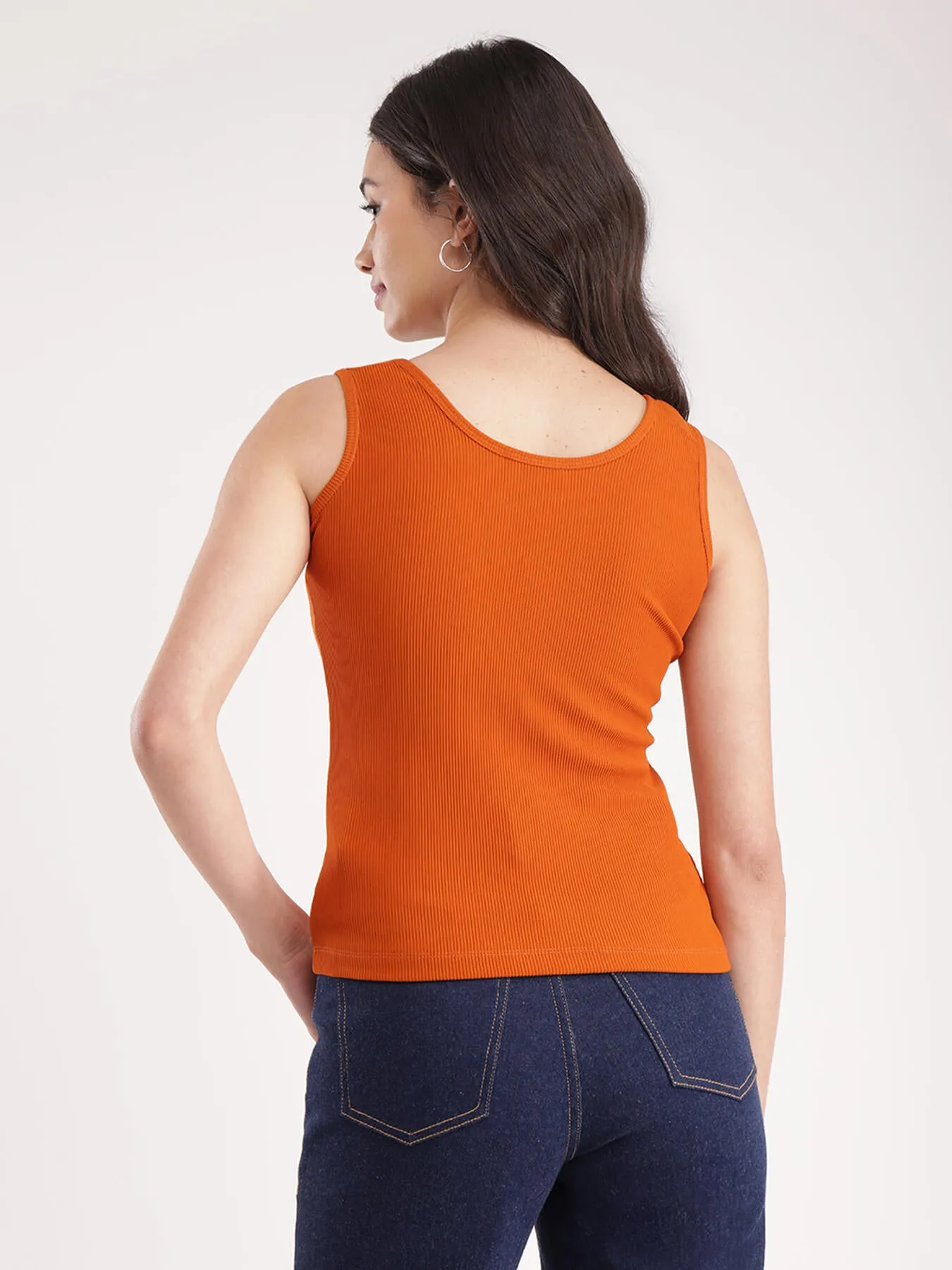 Knitted Tank Top - Orange