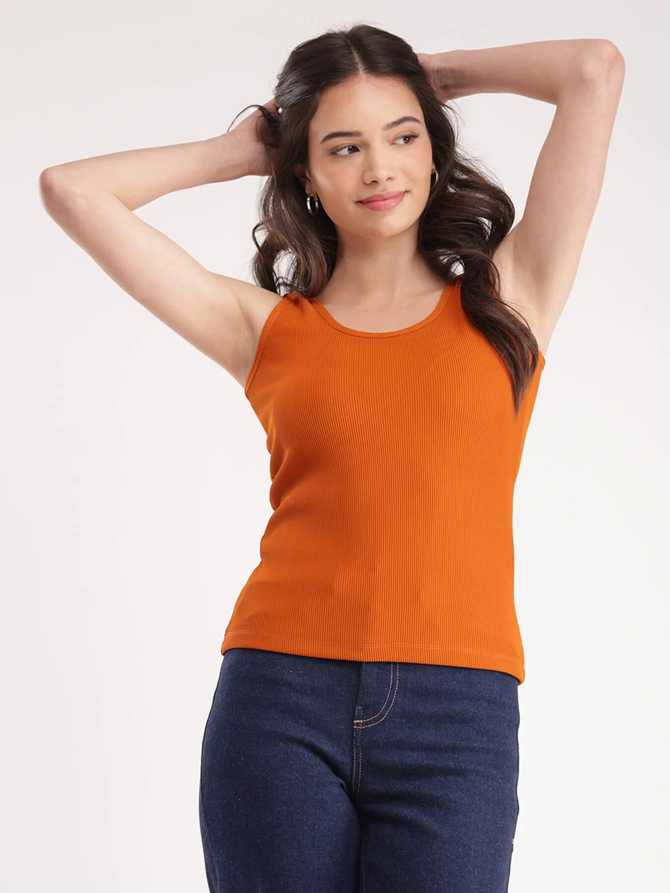 Knitted Tank Top - Orange