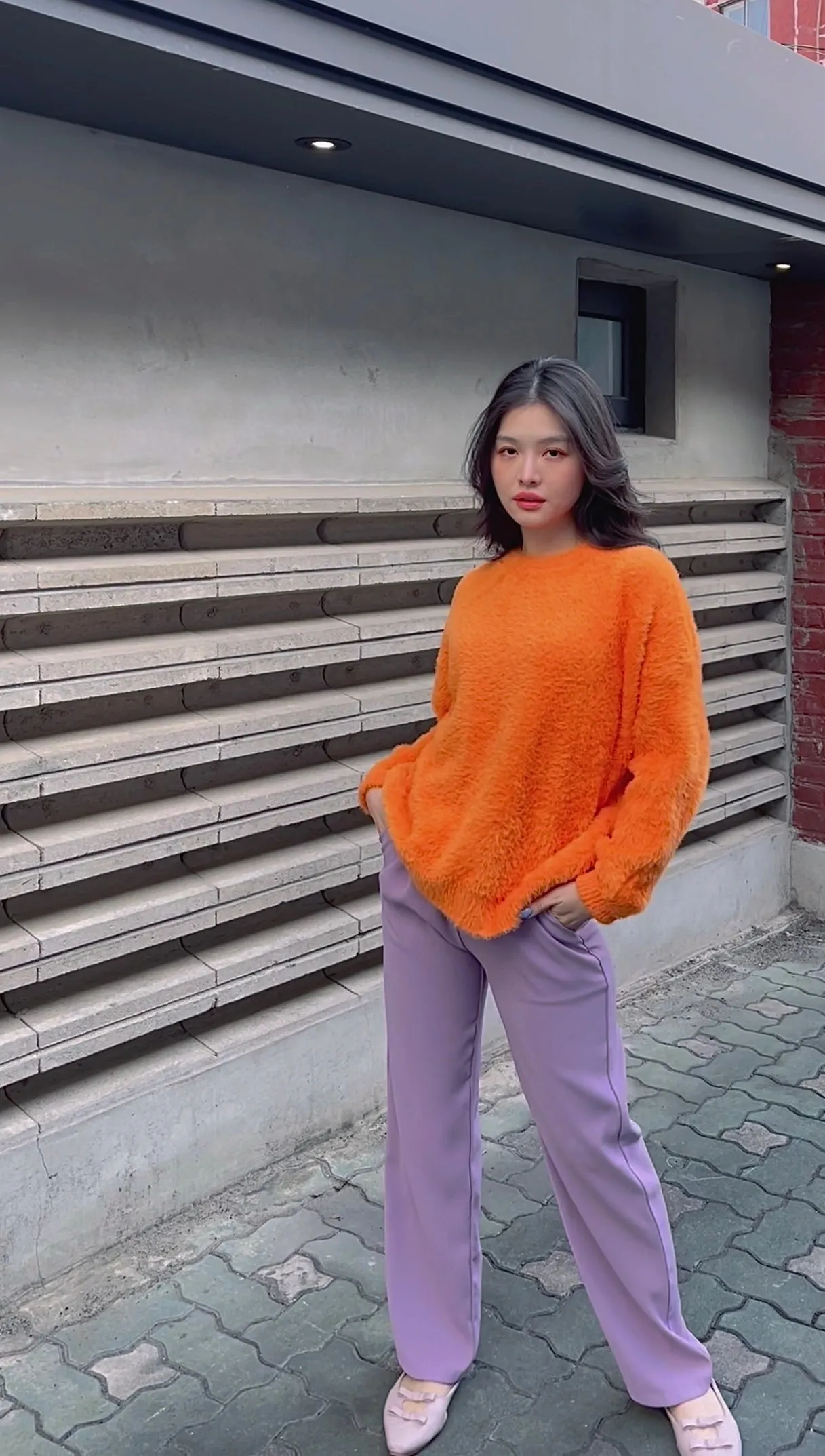 KOREA ORANGE FLUFFY SWEATER