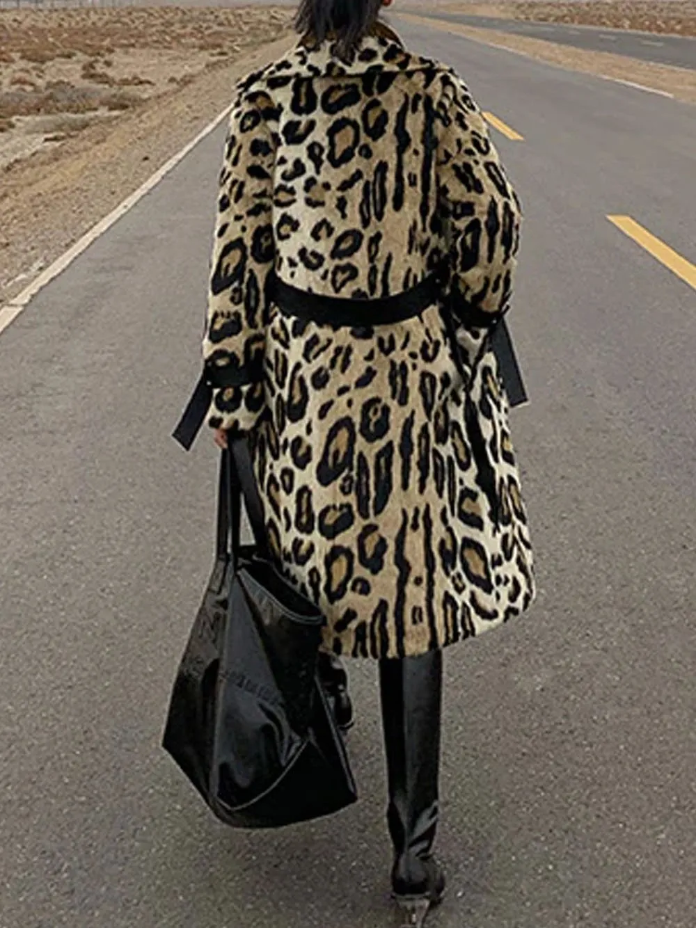 Leopard Faux Fur Trench Coat