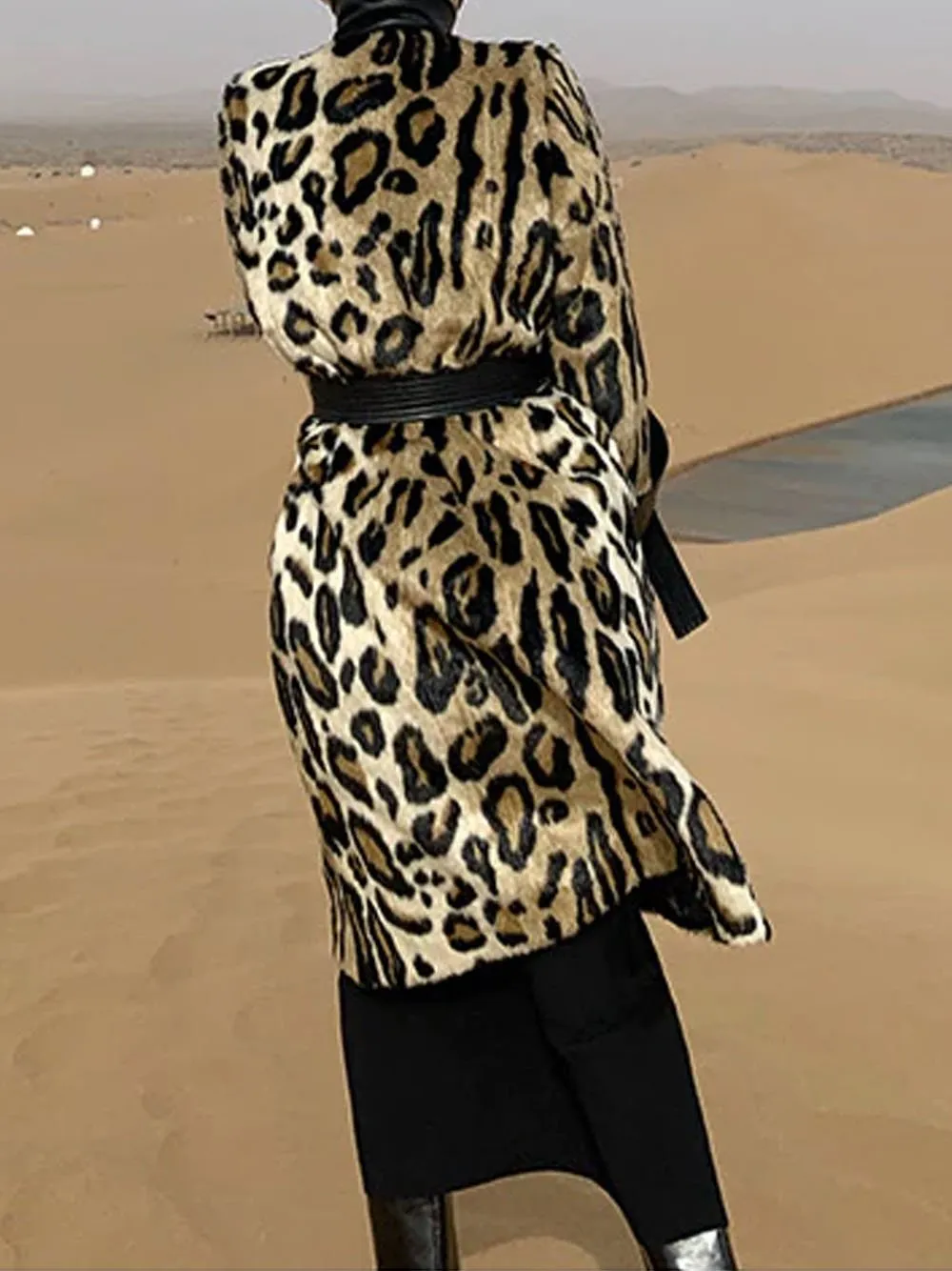 Leopard Faux Fur Trench Coat