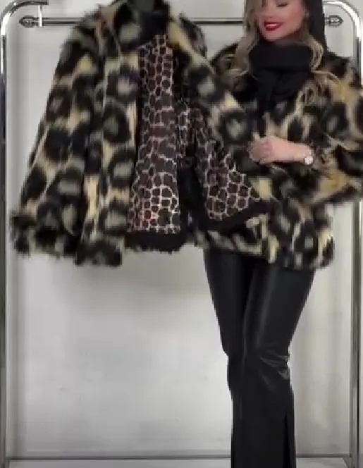 Leopard Print Fur Coat