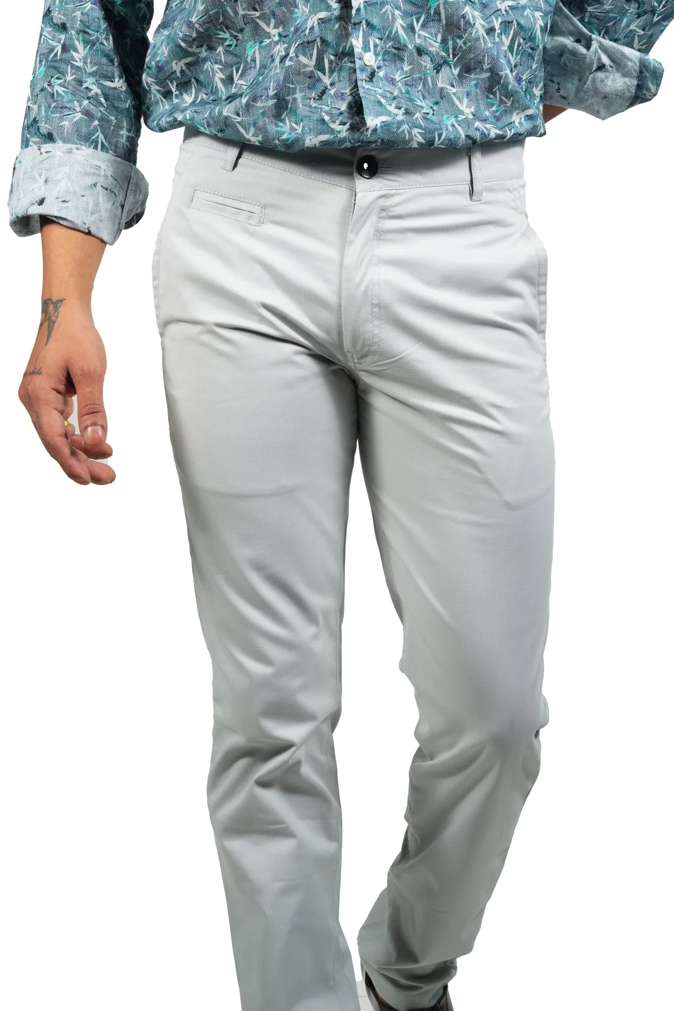 Light Grey Color Cotton Trouser Pants for Men