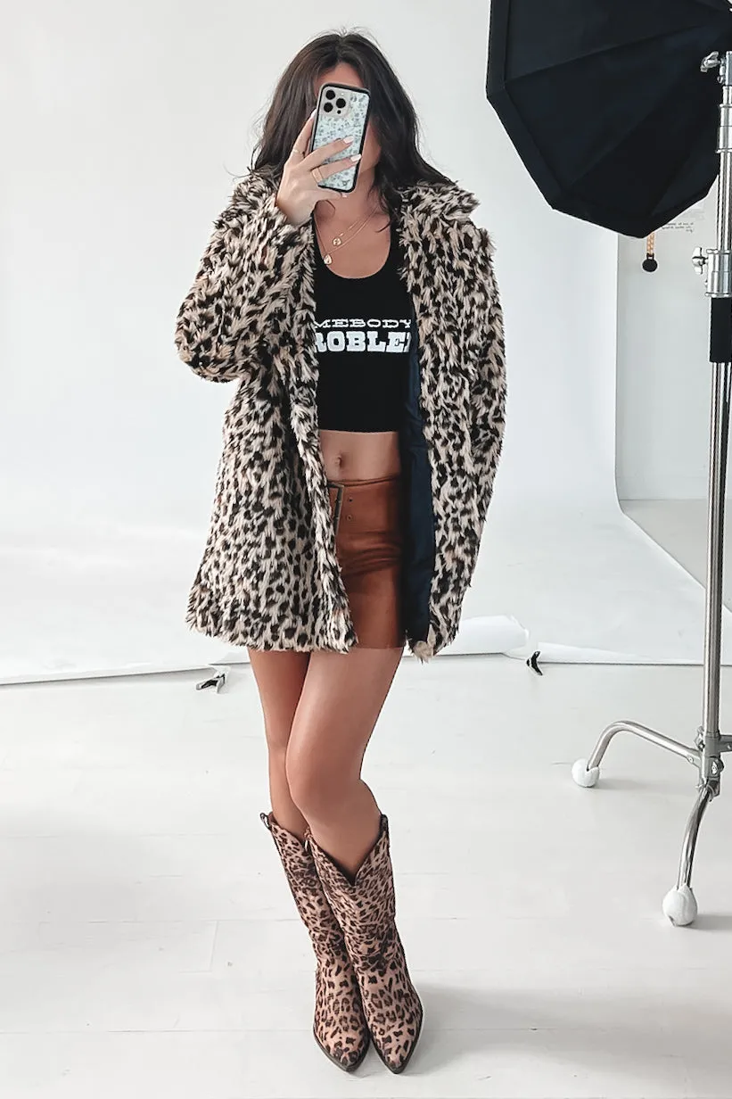 Like You Own the Place Leopard Faux Fur Coat