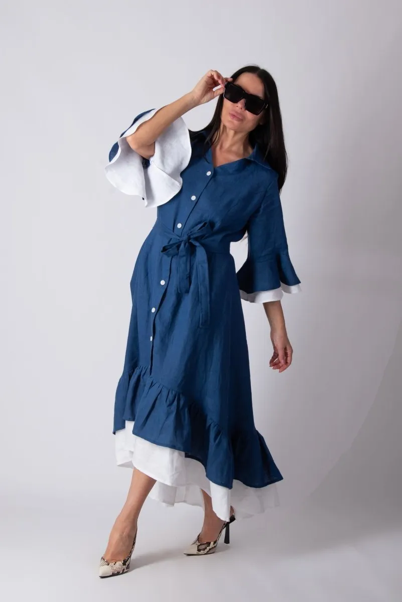 Linen Blue Dress SALEM