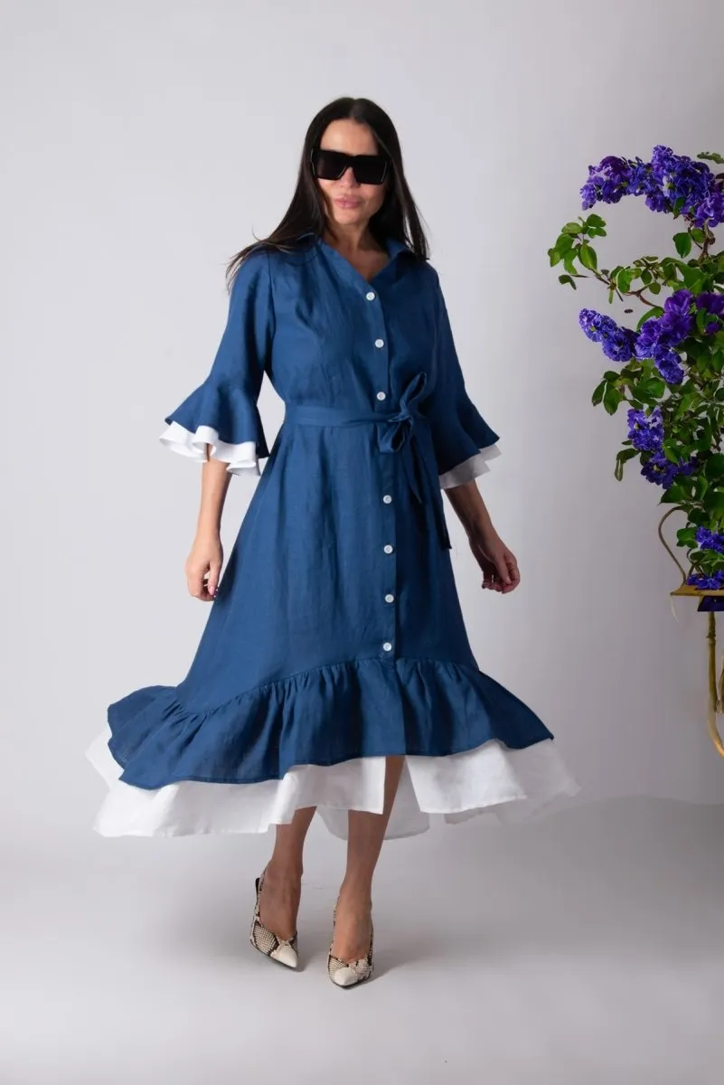 Linen Blue Dress SALEM