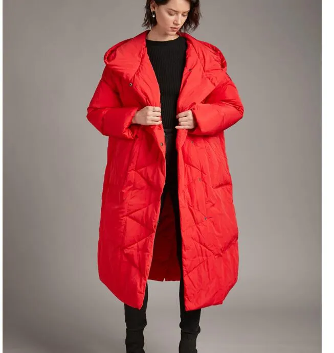 Long Loose Plus size Hooded Down Jacket Women Down Coats