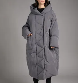 Long Loose Plus size Hooded Down Jacket Women Down Coats