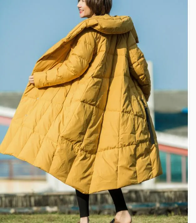 Long Winter Duck Down Jacket, Hooded Down Jacket Women Plus Size