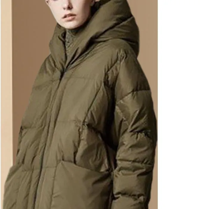 Loose Style Winter Duck Down Jacket, Hooded Down Jacket Women Plus Size