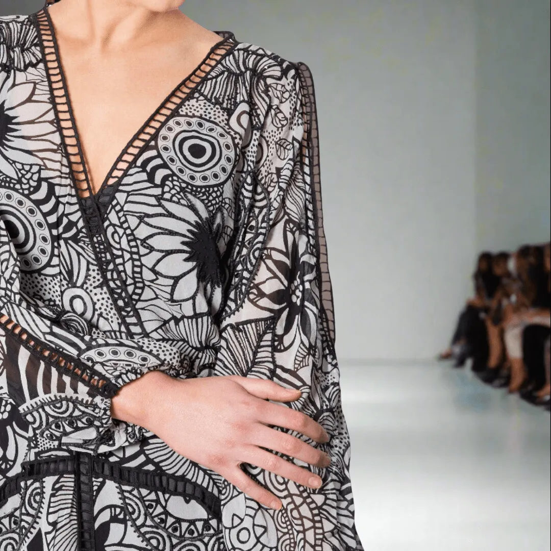 Mandala Printed Dress with Open Sleeves