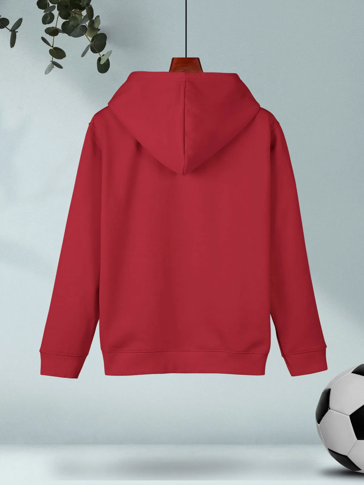 Maroon Colourblocked Cotton Blend Hoodie Sweatshirt For Boys