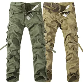 Men Cargo Pants Army Big Pockets Decoration Mens Casual Trousers Wash Male Autumn