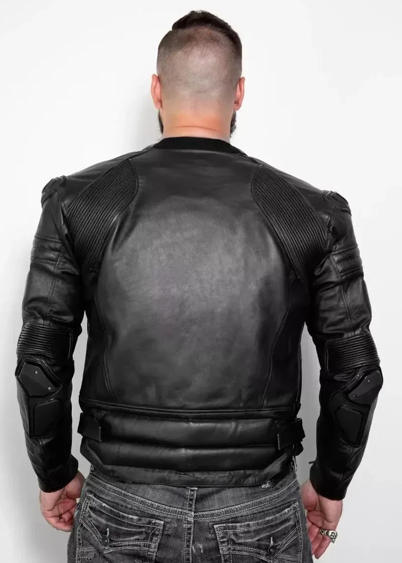 Men's Armor Black Motorcycle Leather Jacket