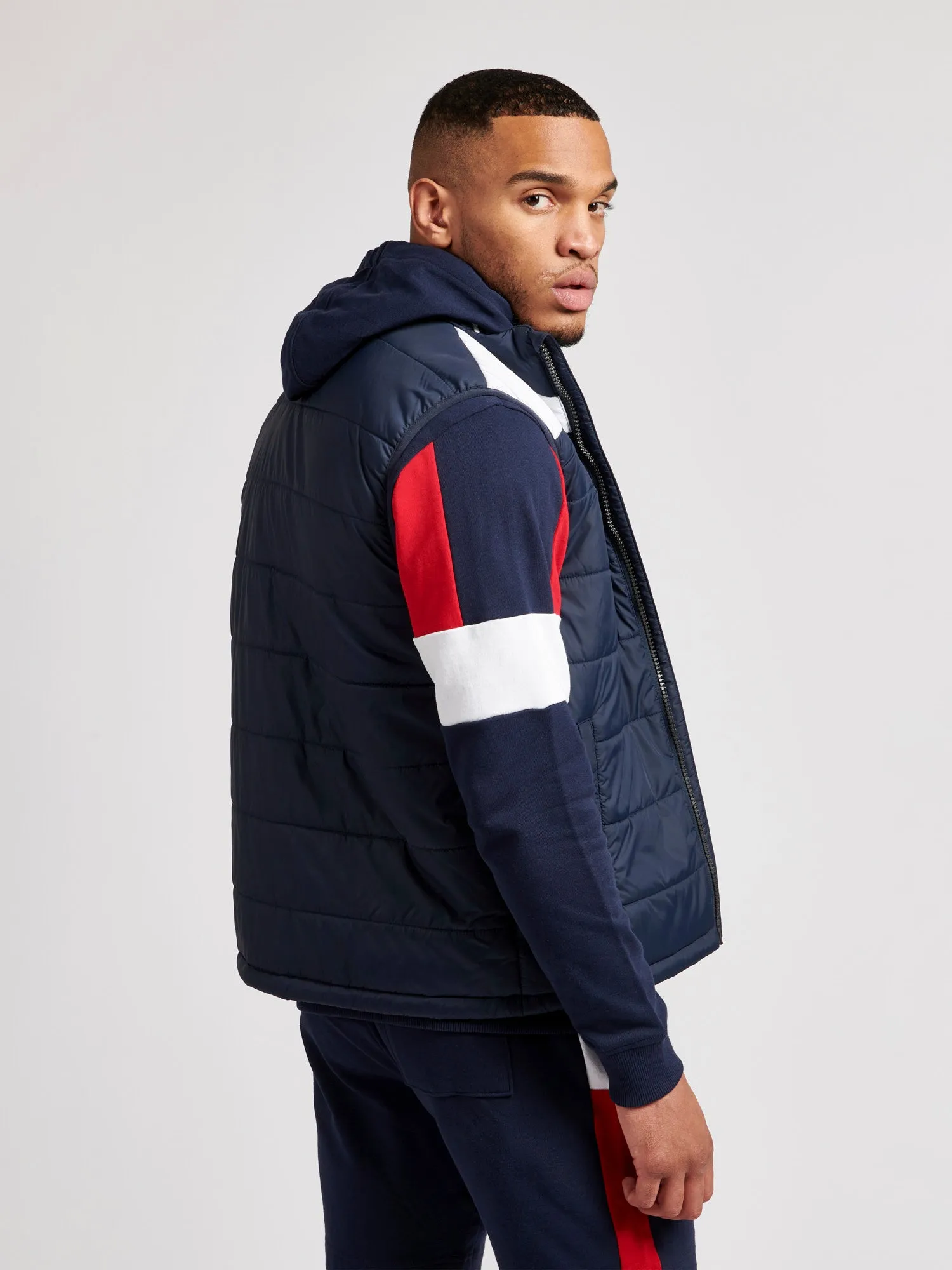 Mens Block Gilet in Navy Blue