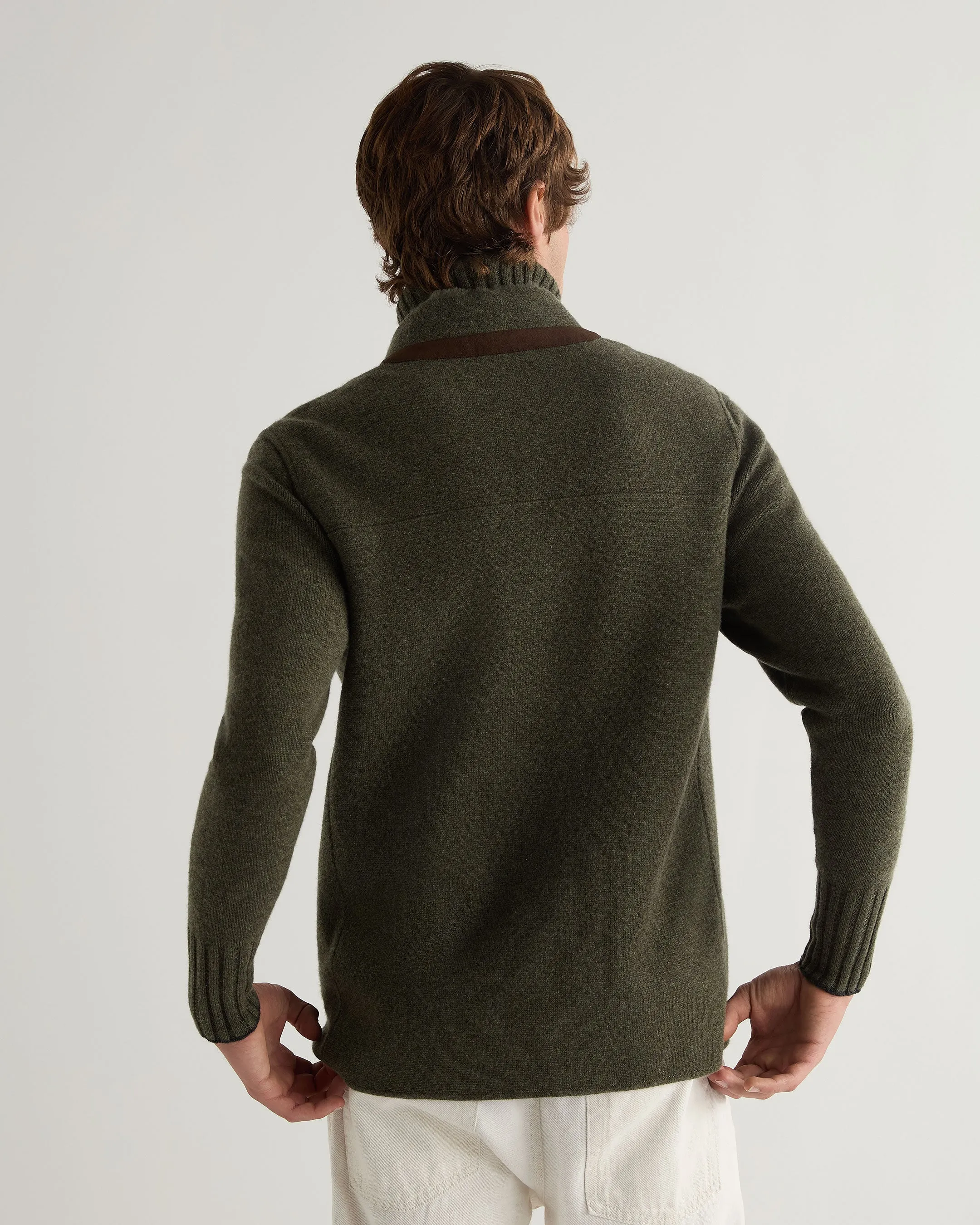 Men's Rex Trim Cashmere Gilet Moss Green