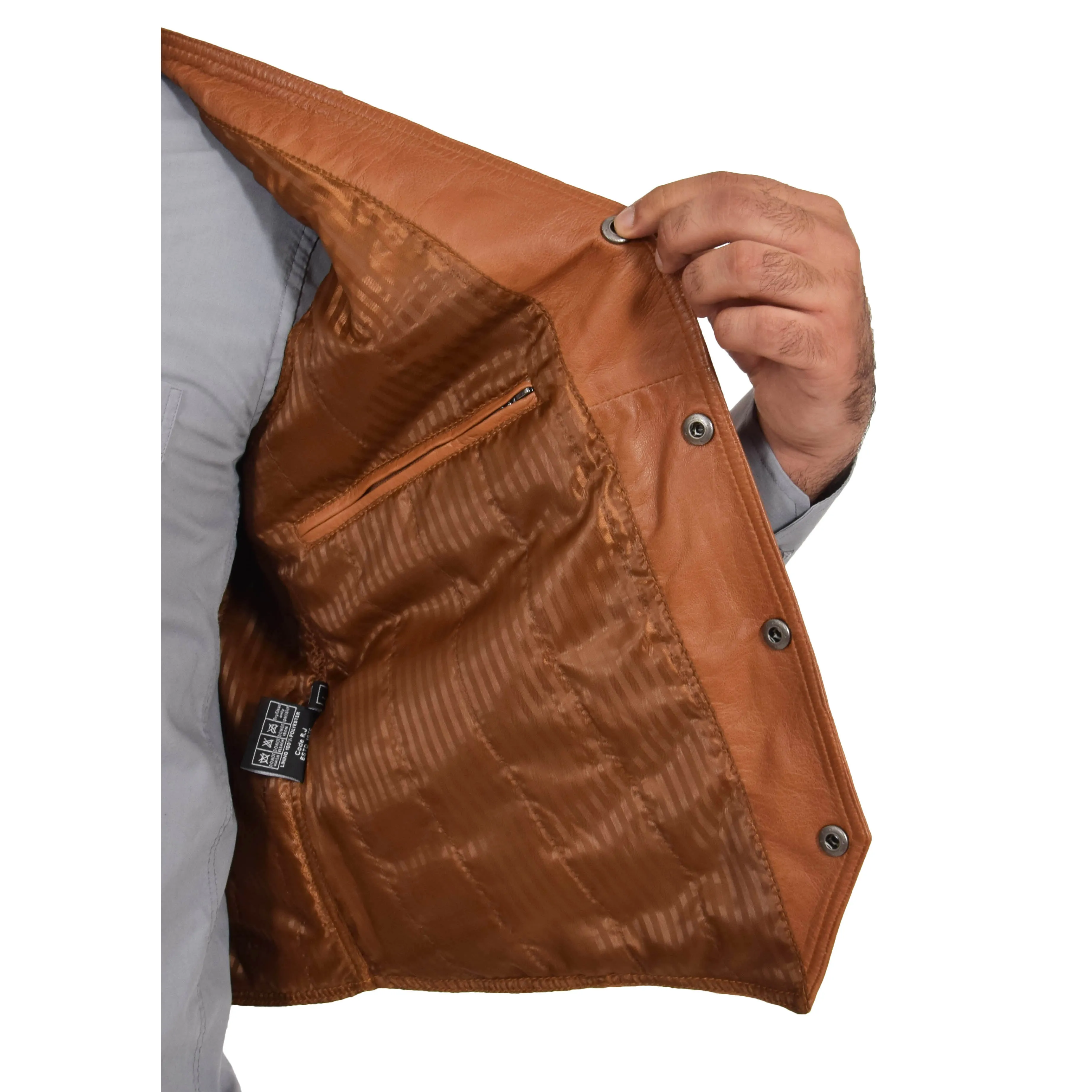 Mens Soft Leather Waistcoat Classic Gilet Bruno Tan