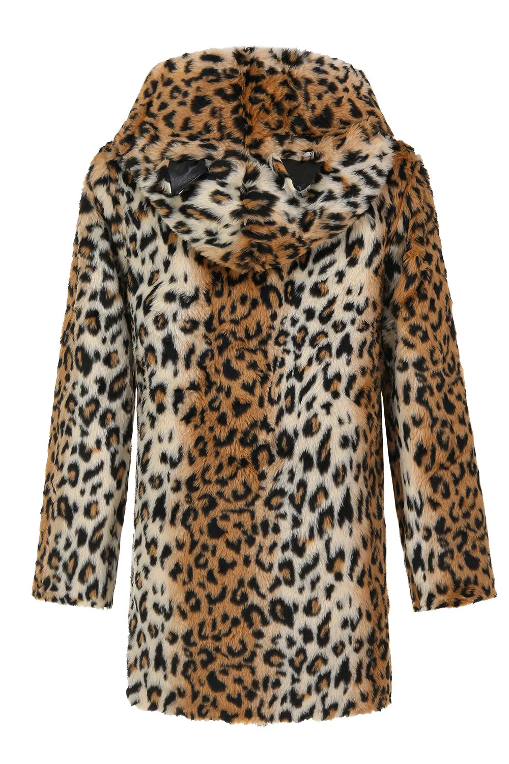 Men's Winter Mid-Length Leopard Faux Fur Coat