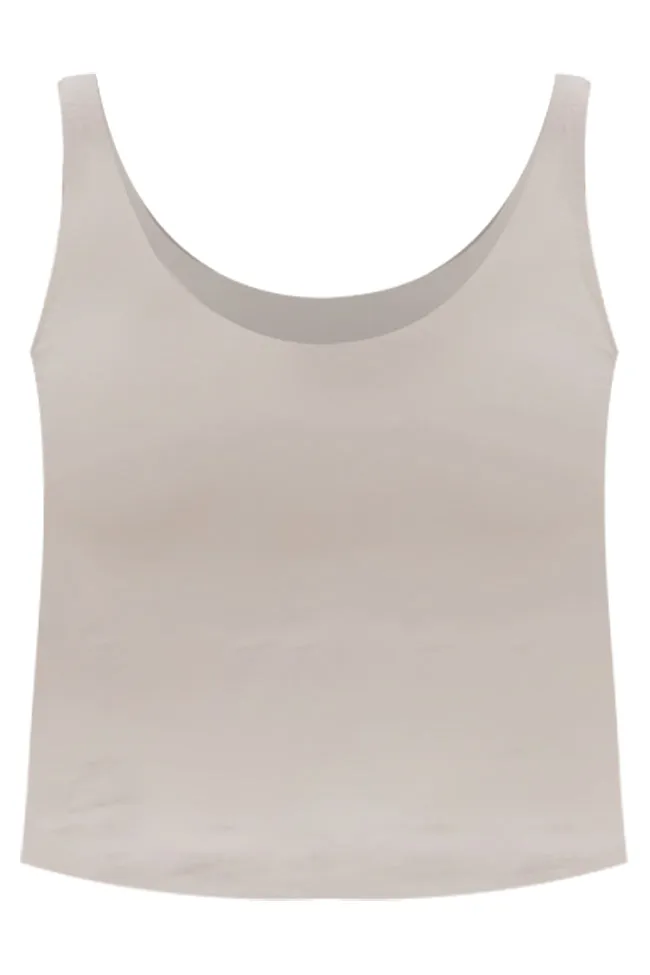 Miles Ahead Taupe V-Neck Tank Bra Top