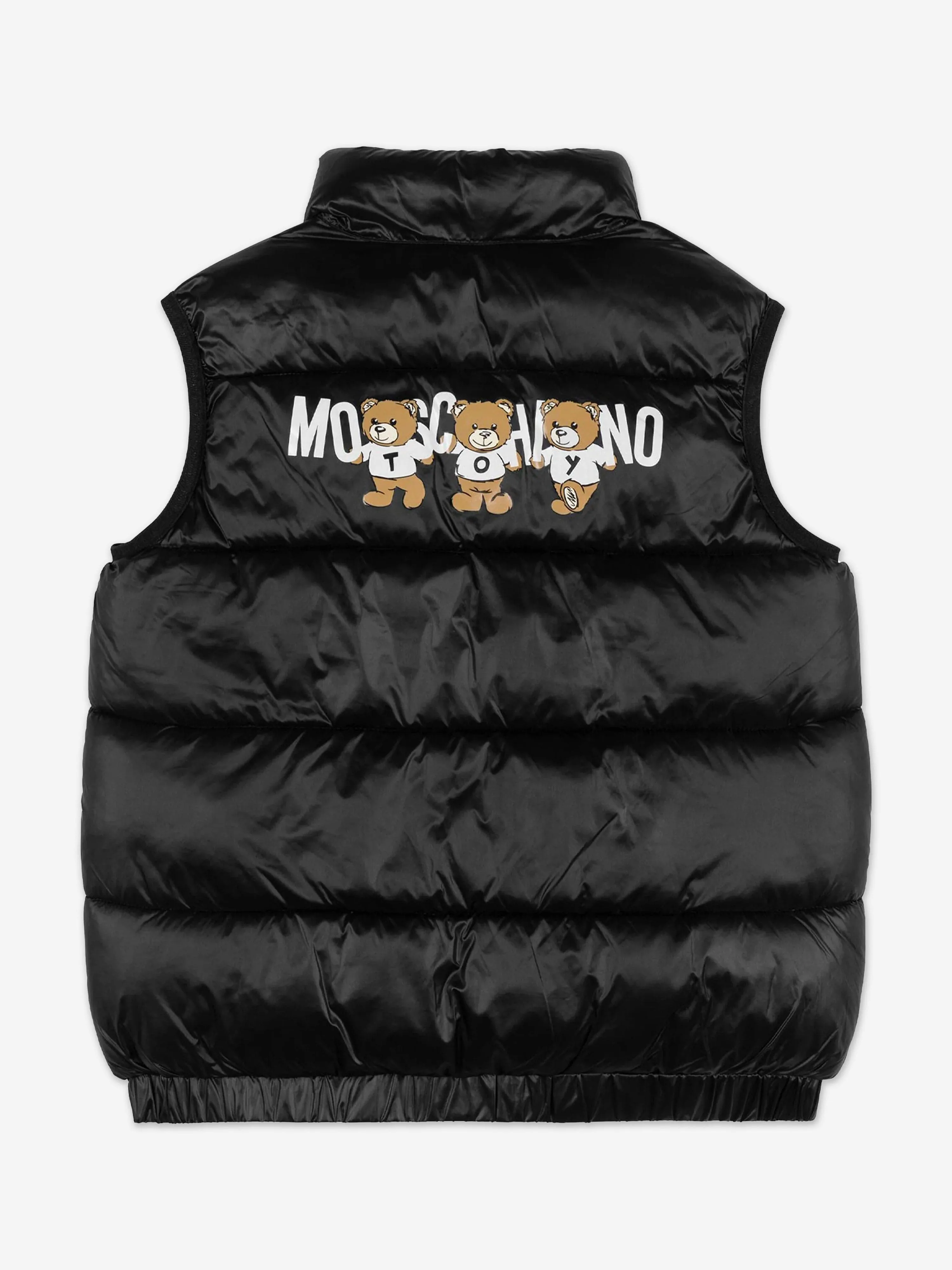 Moschino Kids Bear Logo Gilet in Black