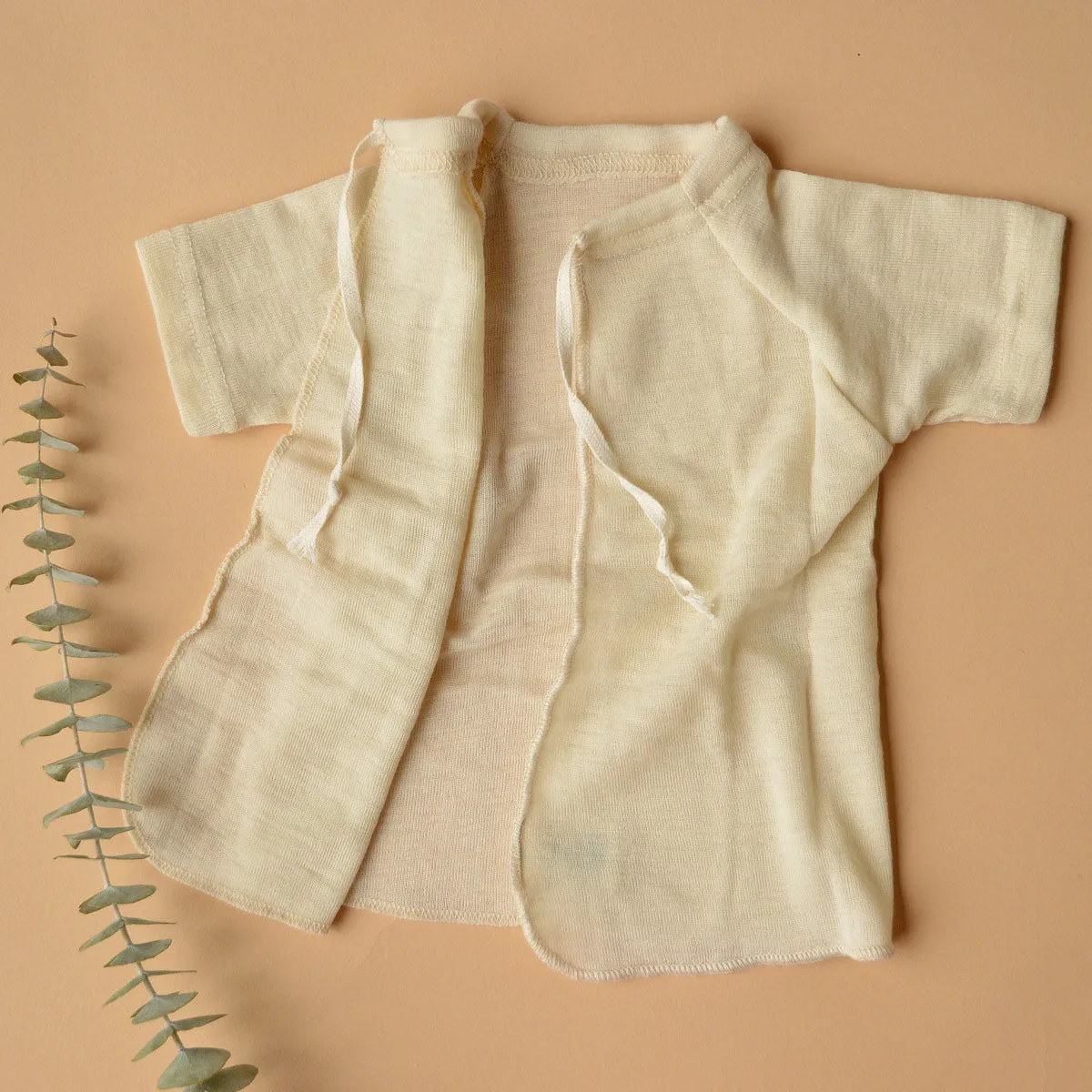 Newborn Baby Organic Merino Wrap Gown - Short Sleeve (0-12m)