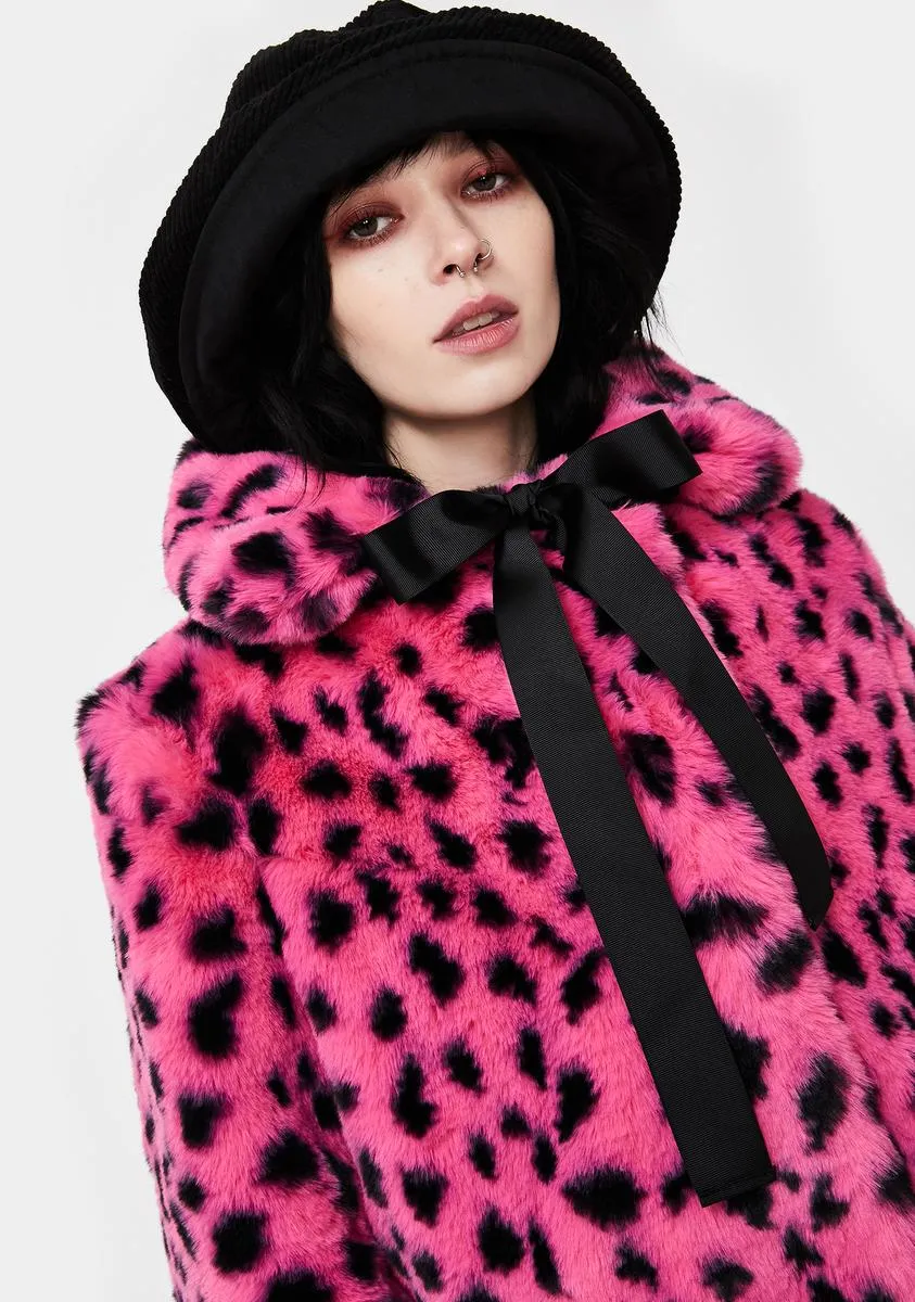 Pink N' Black Leopard Fur Coat