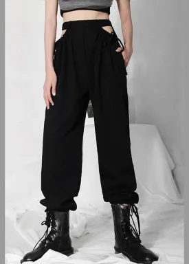 Plus Size Black High Waist CinchedCargo Pants