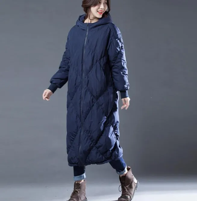 Plus Size Hooded Loose Women Down Coat Winter Duck Down Jackets/9900