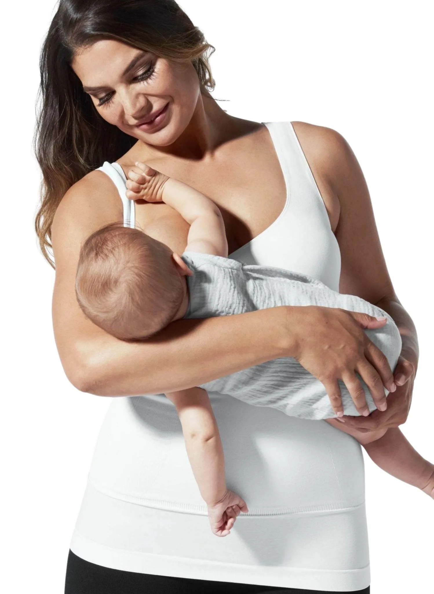 Postpartum Compression & Nursing Support Tanktop - White