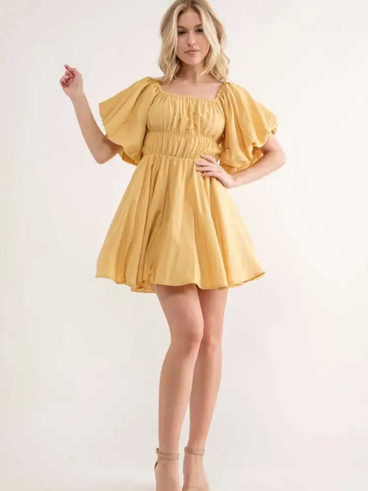 Puff Sleeve Mini Dress