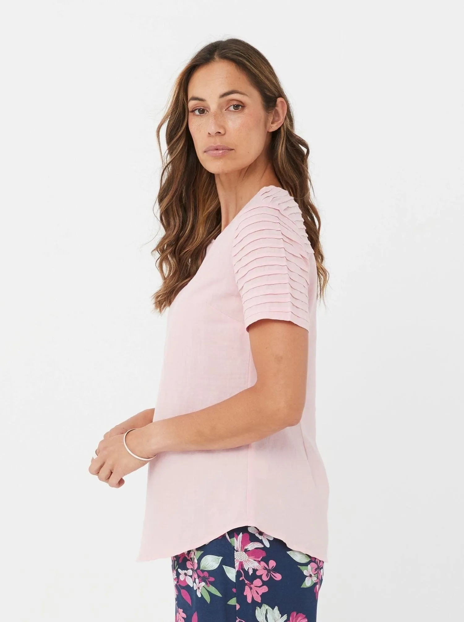 Quella Top - Blush/Linen & Cotton