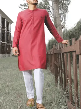 Red Blended Kurta - AL-K-808