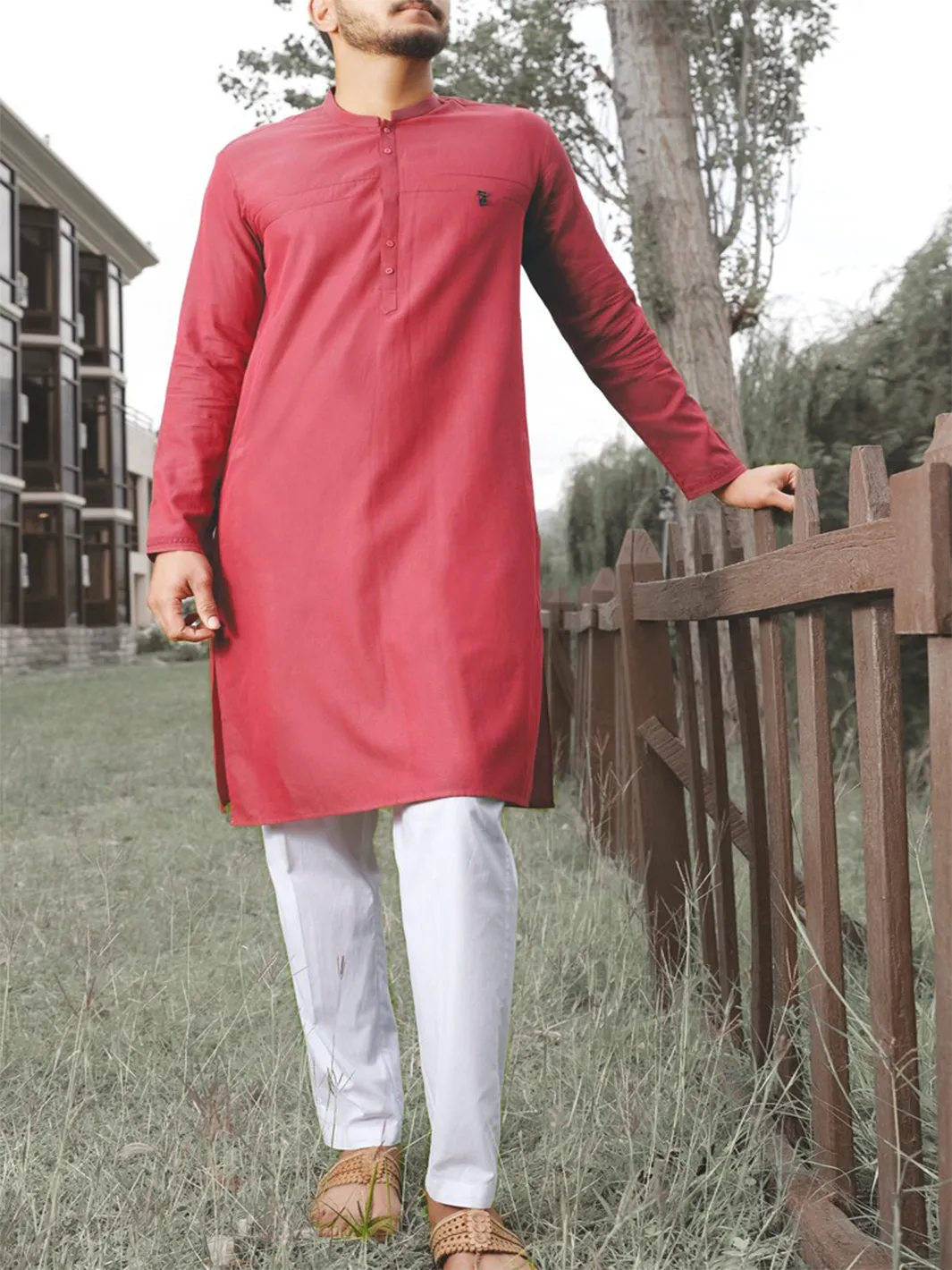 Red Blended Kurta - AL-K-808