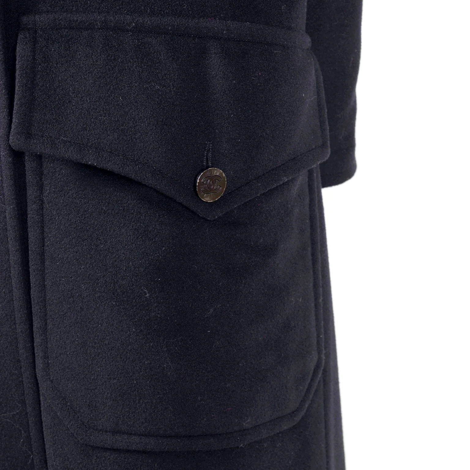 RESERVED // F/W 1998 Documented Chanel Black Wool & Cashmere Long Coat