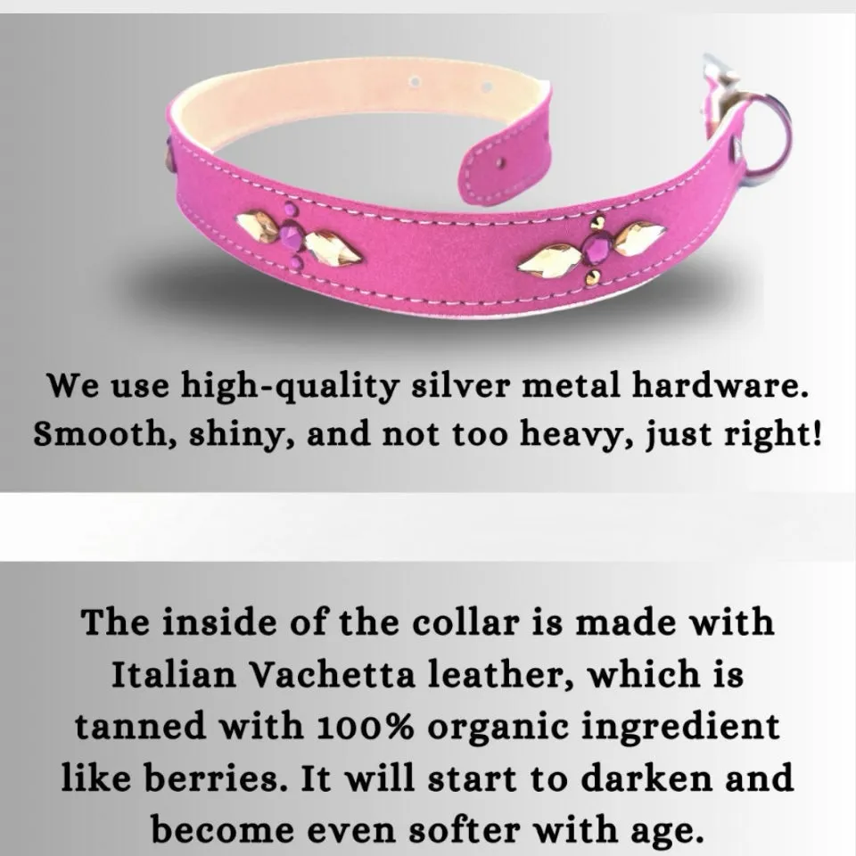 Retro Suede Designer Dog Collar - Bright Pink