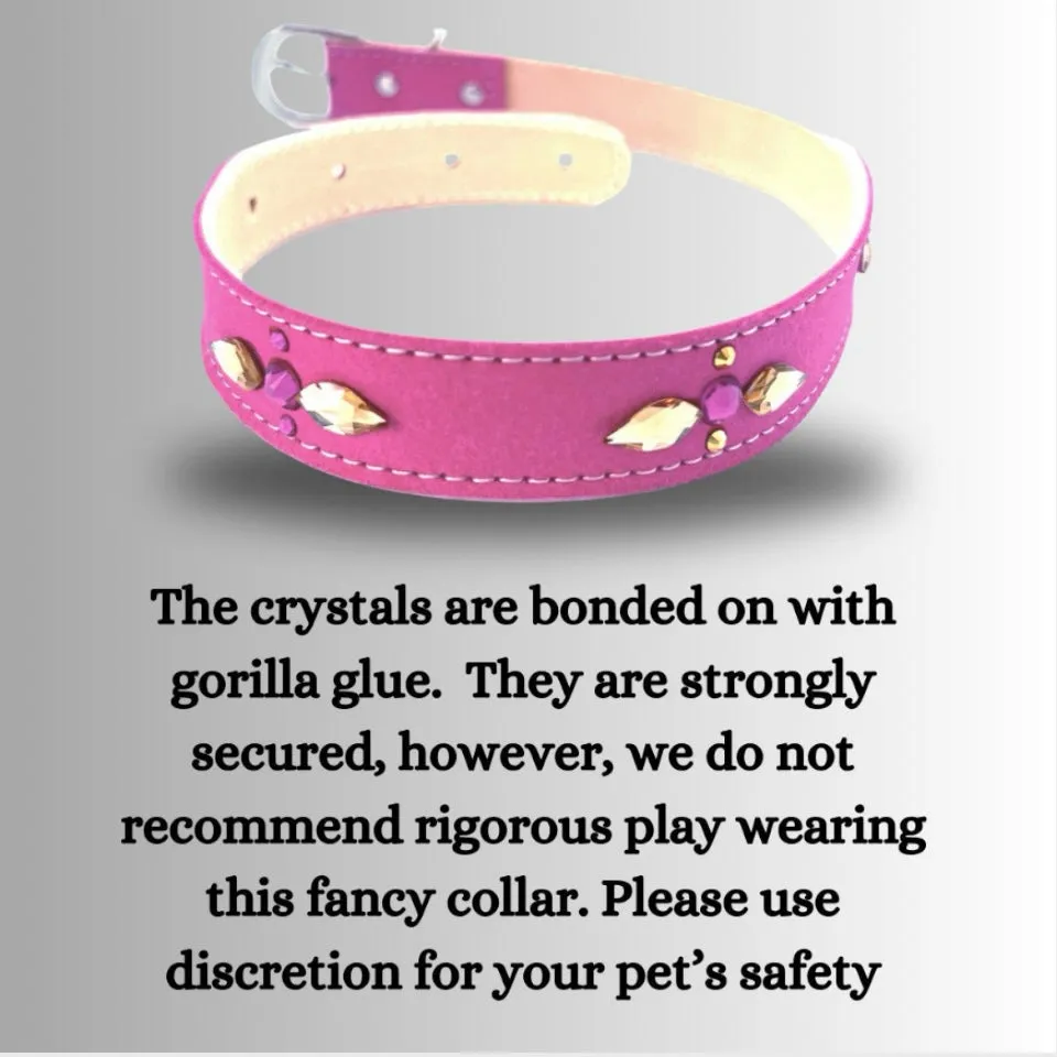 Retro Suede Designer Dog Collar - Bright Pink