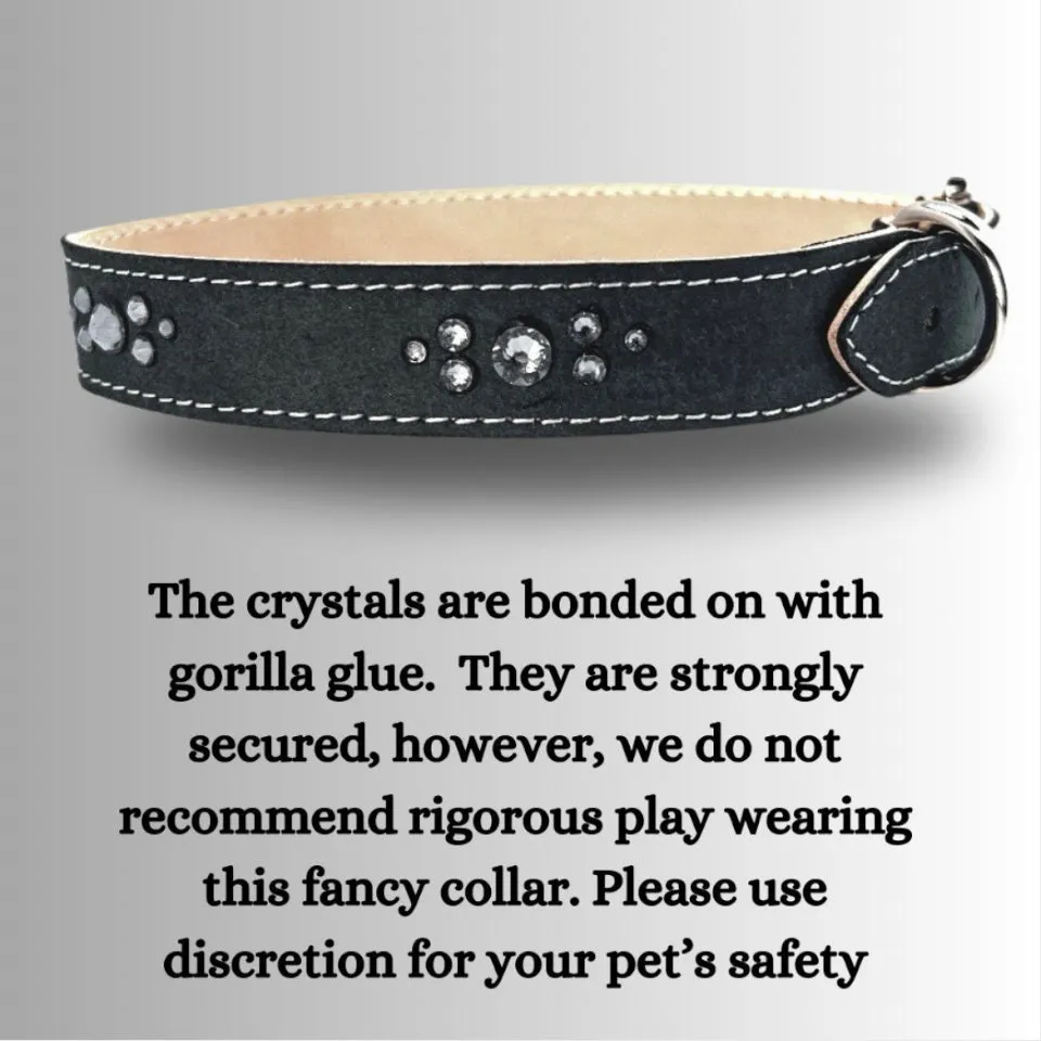 Retro Suede Designer Dog Collar -Faded Black