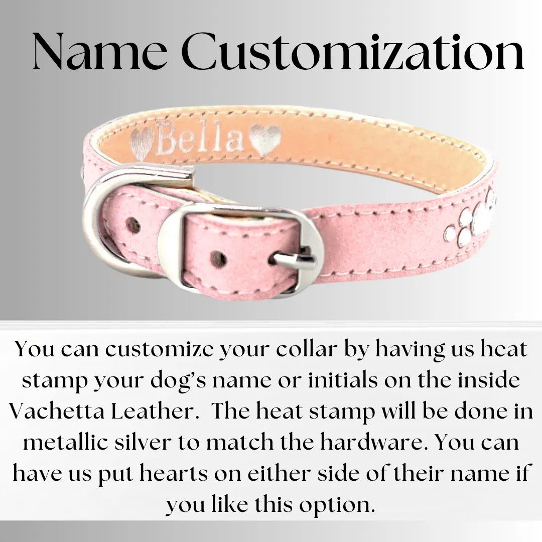 Retro Suede Designer Dog Collar -Light Pink