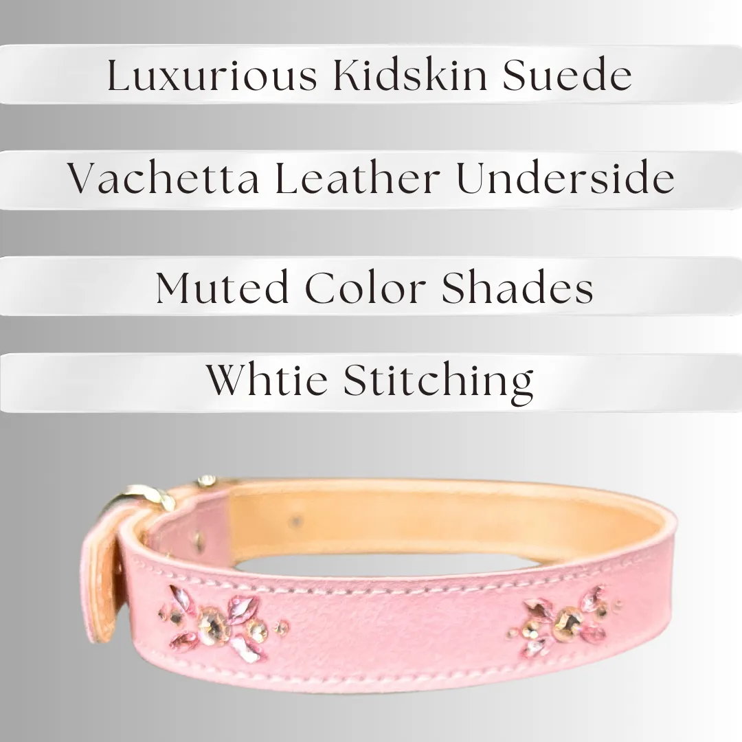 Retro Suede Designer Dog Collar -Light Pink