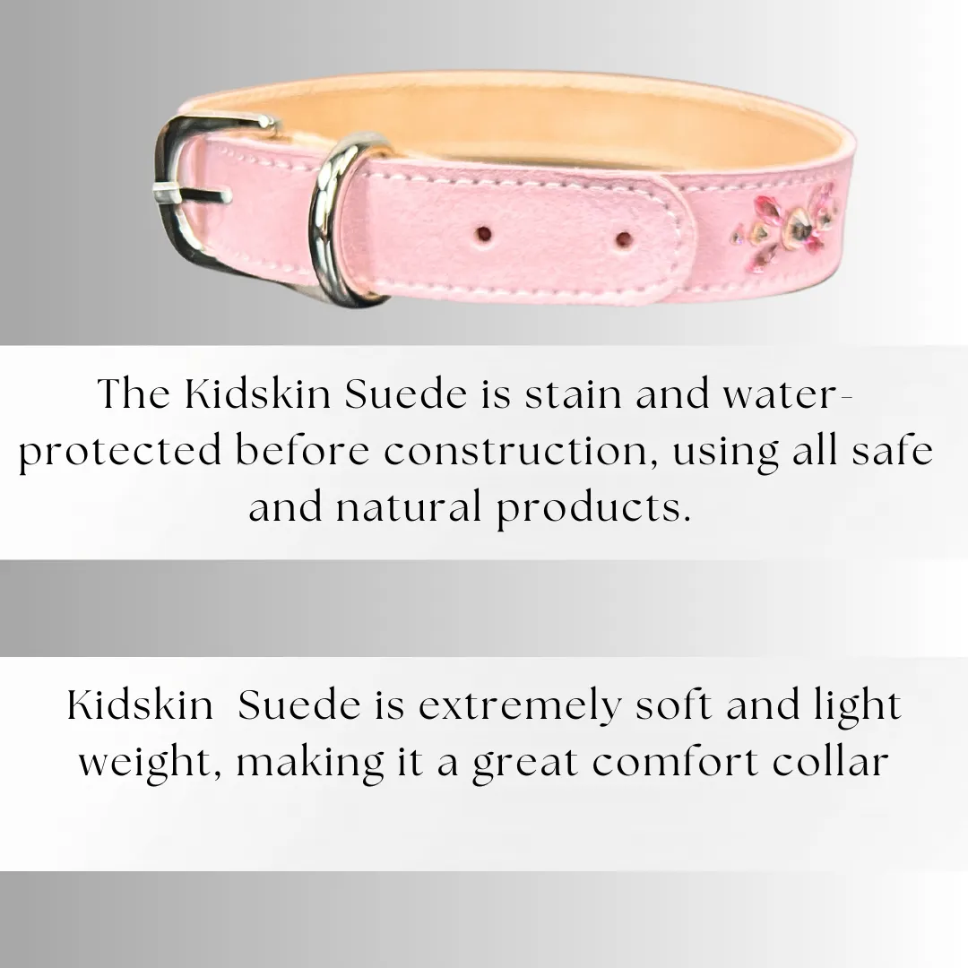 Retro Suede Designer Dog Collar -Light Pink