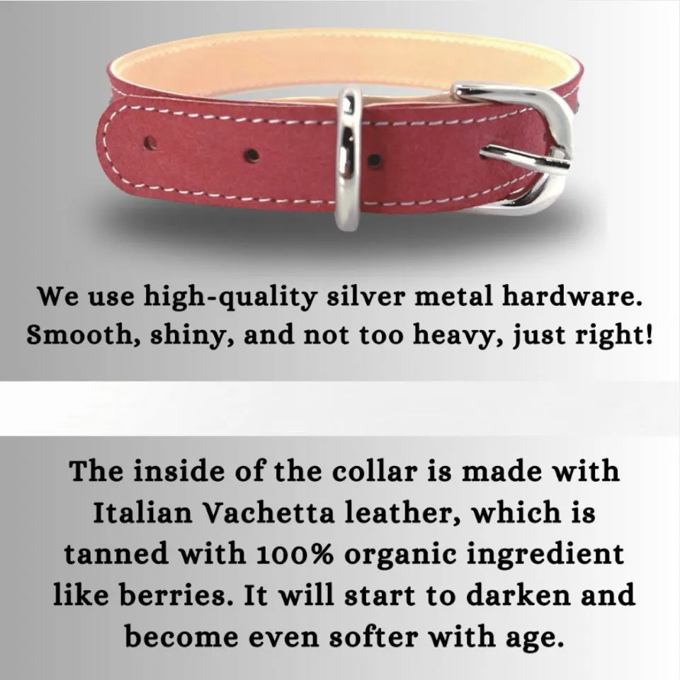 Retro Suede Designer Dog Collar - Retro Red