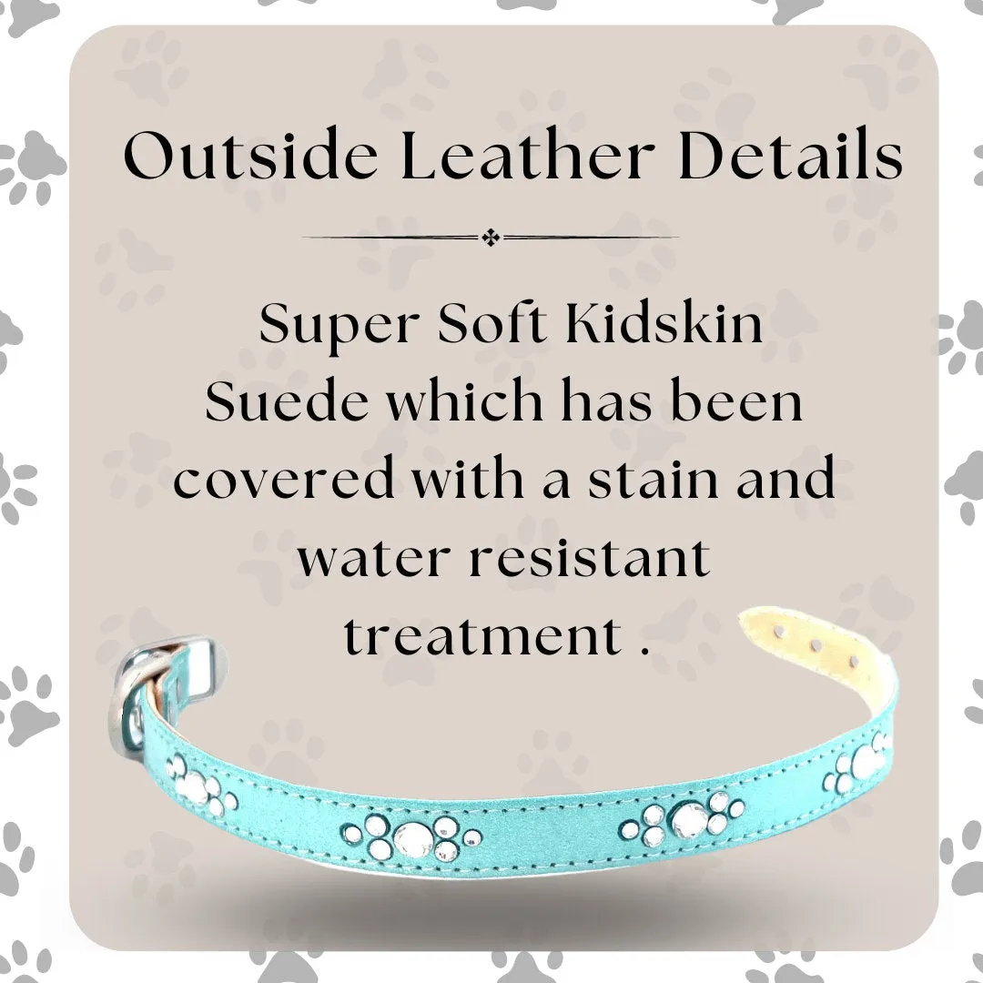 Retro Suede Designer Dog Collar - Tiffany Blue