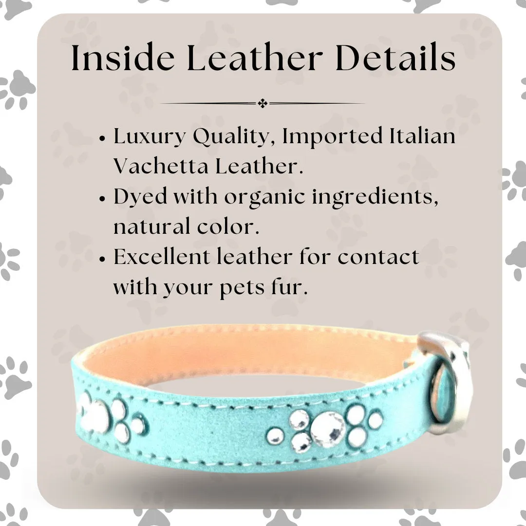 Retro Suede Designer Dog Collar - Tiffany Blue