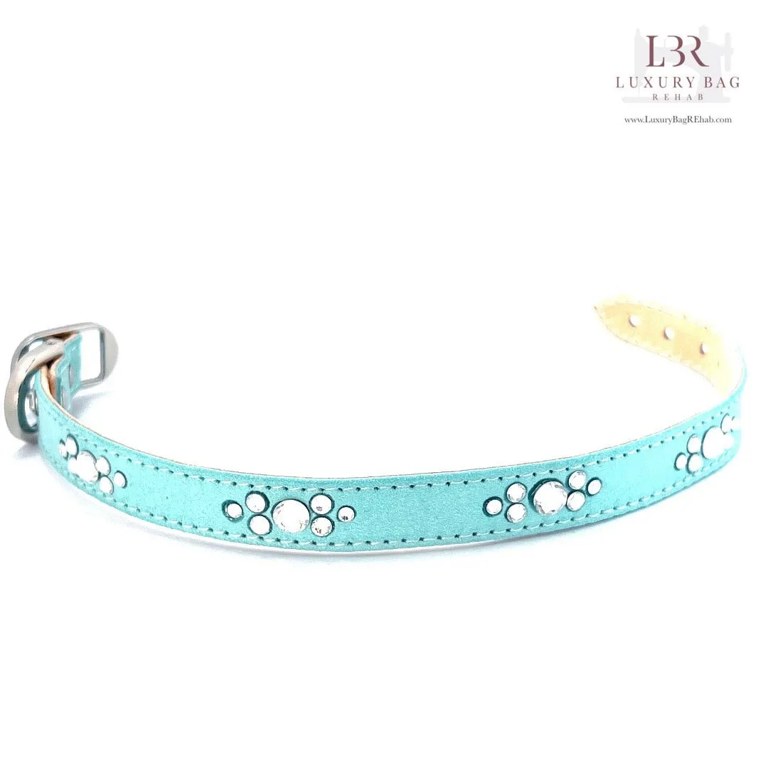 Retro Suede Designer Dog Collar - Tiffany Blue