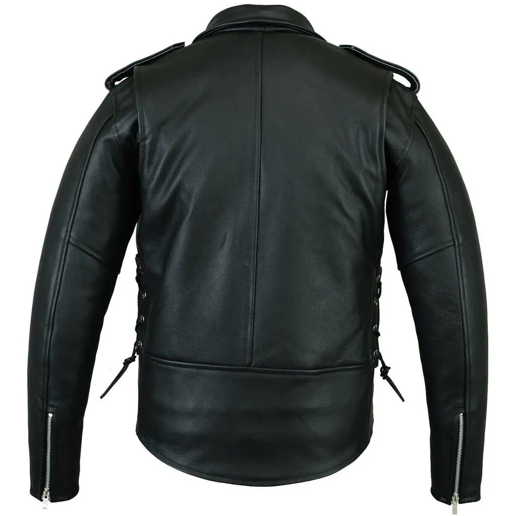 RIDERACT® Men Leather Motorcycle Jacket Brando Adjustable Moto Leather Jacket