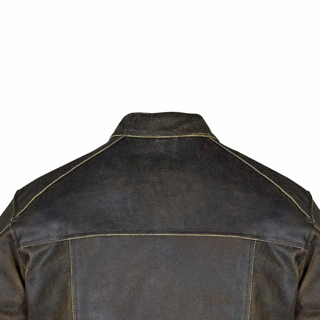 RIDERACT® Vintage Men Leather Motorcycle Jacket Distress