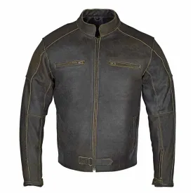 RIDERACT® Vintage Men Leather Motorcycle Jacket Distress