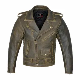 RIDERACT®  Vintage Motorcycle Jacket Brando Distress Moto jacket