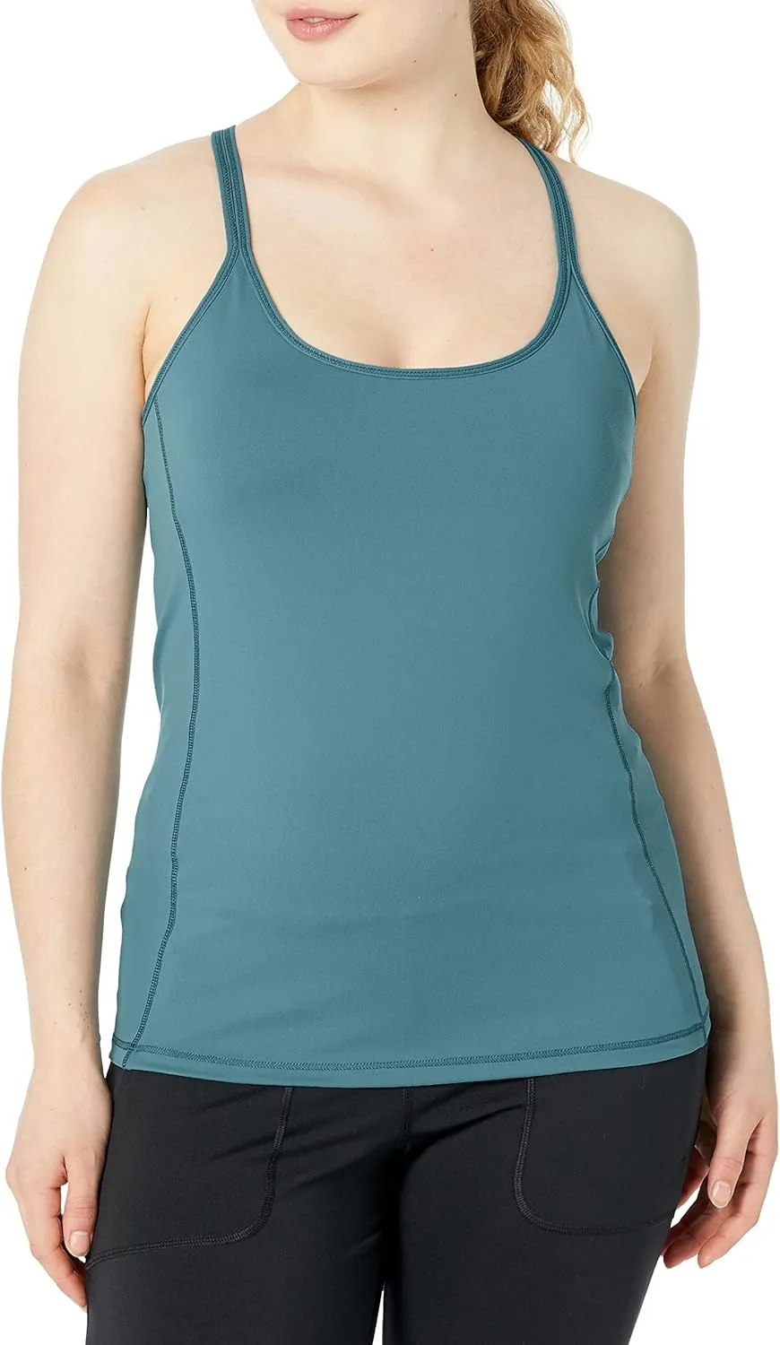 RUNNING GIRL Yoga Tank Tops for Women Built in Shelf Bra B/C Cups Strappy Back Activewear Workout Compression Tops