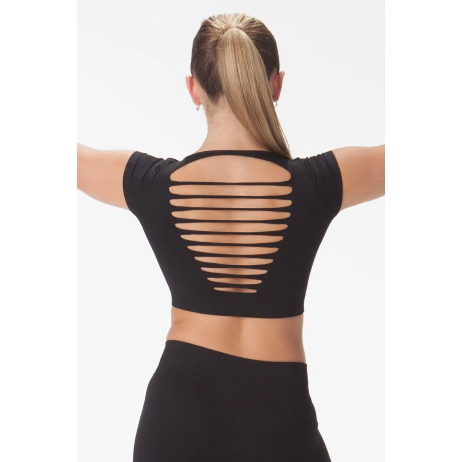 SALE - SLASHED BACK CAP SLEEVE CROP TOP